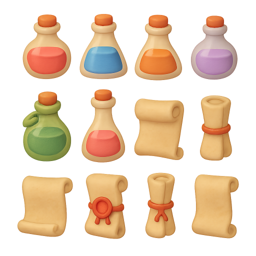Potions & Scrolls Game Assets preview