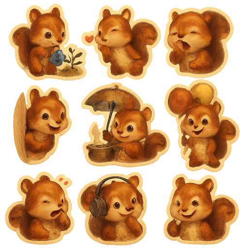 Playful Squirrel Stickers preview