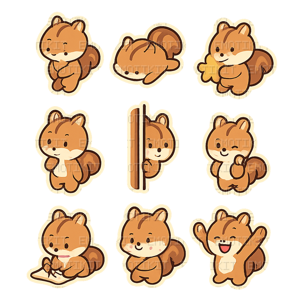 Playful Squirrel Stickers full sheet
