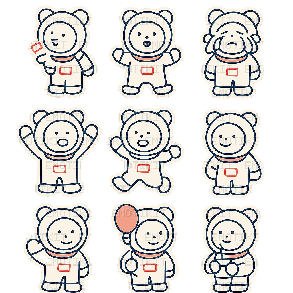 Spacesuit Bear Stickers full sheet